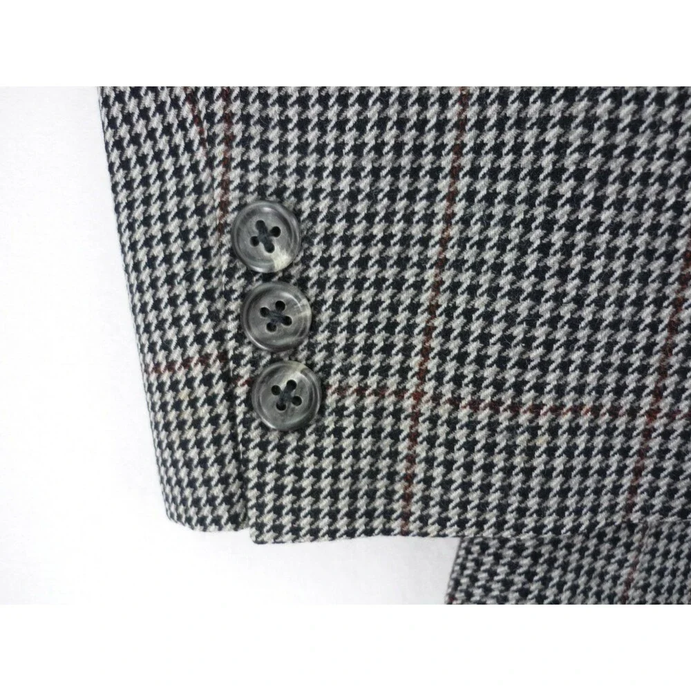 Burberrys Mens Houndstooth Sport Coat Suit Jacket 100% Wool Size 42-44 USA